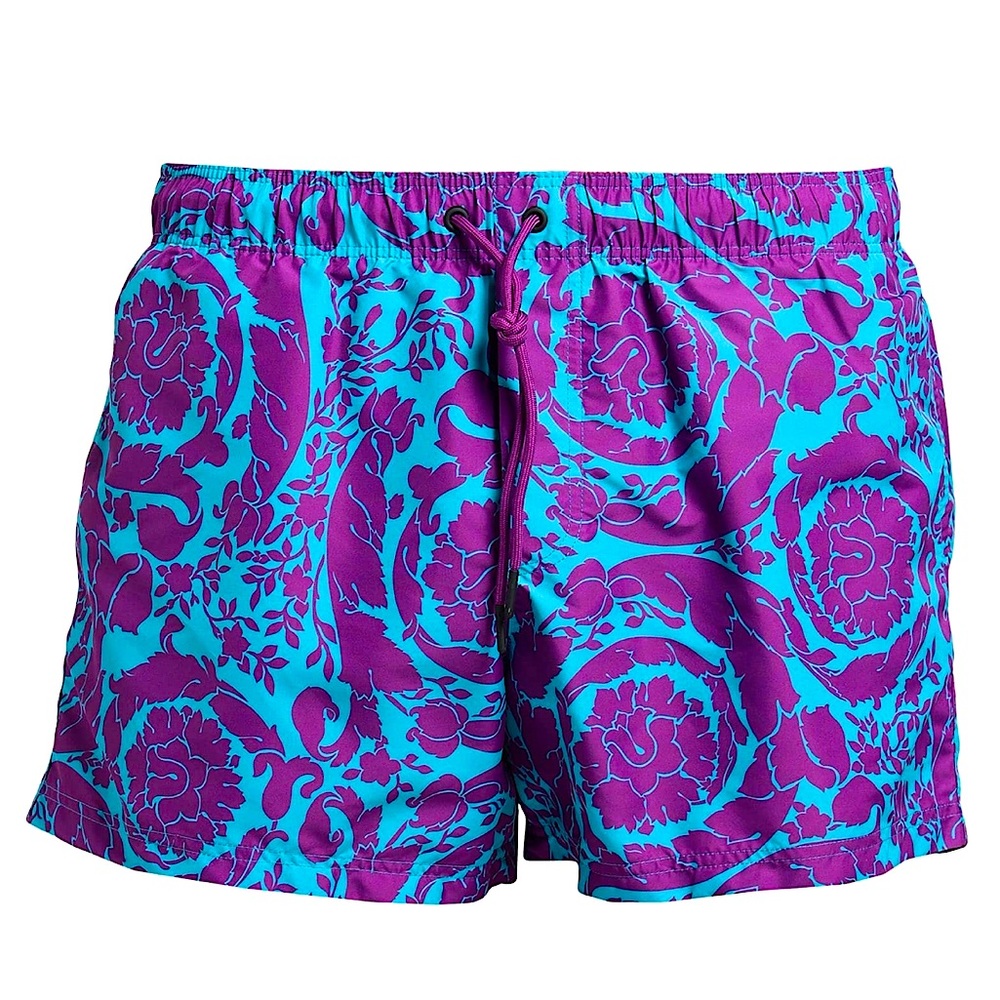 Versace Baroque Swimsuit in Purple & Teal